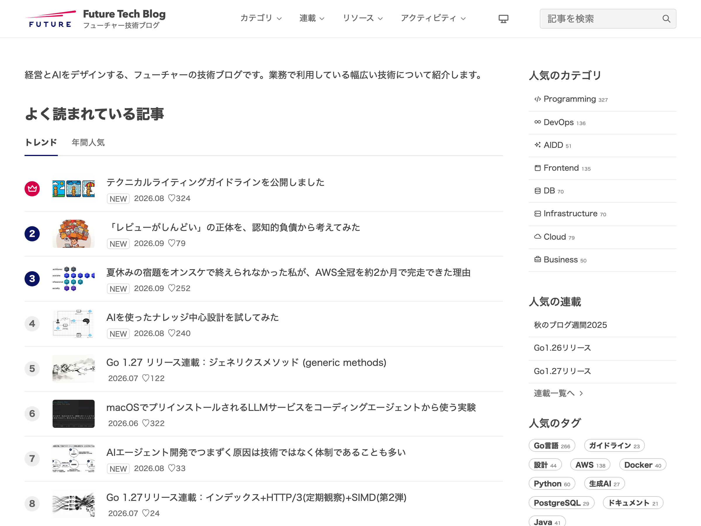 フューチャー技術ブログ のスクリーンショット